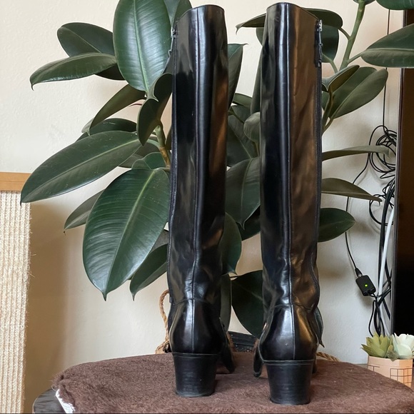 VINTAGE Ferragamo knee high black leather boots - size 9.5/10 - Picture 4 of 17